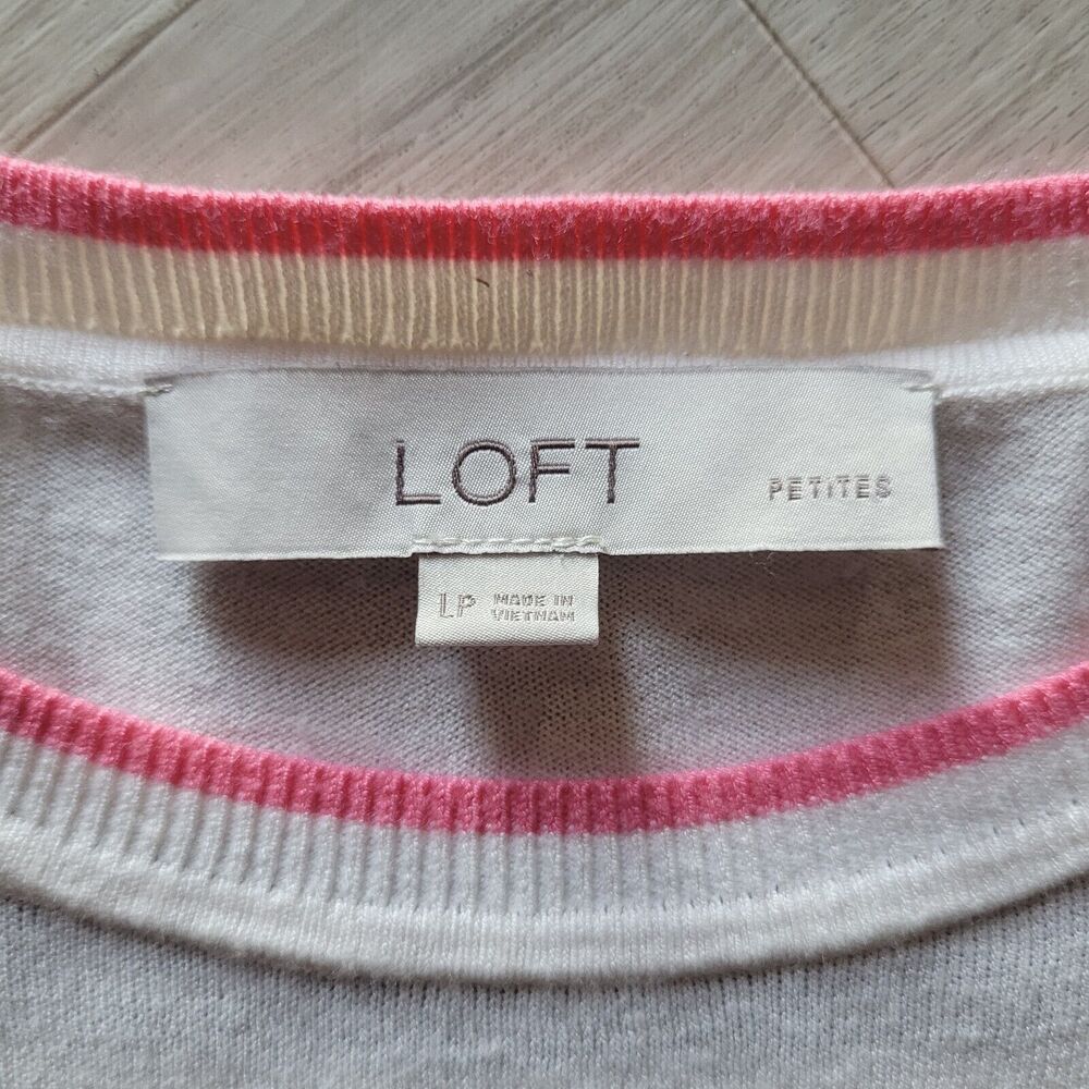 Loft Striped Sweater Petite Large Casual Nautical Career Preppy Crew Neck - Picture 2 of 7